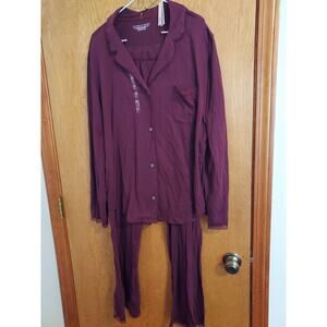 New Victoria's Secret size XL pajama set 2 pc. set burgundy button up top NWT